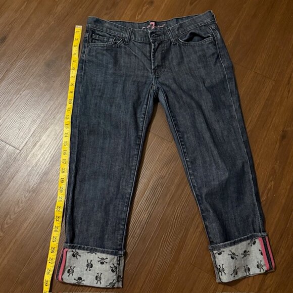 RARE 7 FOR ALL MANKIND SKULL-CUFFED LOWRISE CAPRI SZ 28 - Picture 9 of 12